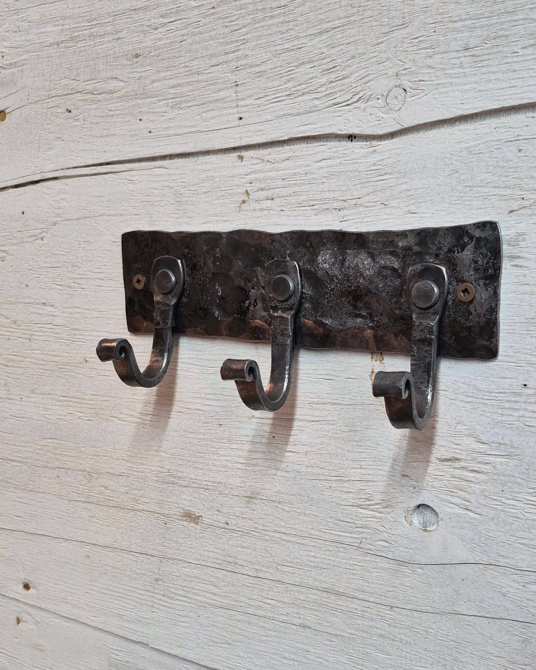 Hand Forged 3 Hook Wall Rack