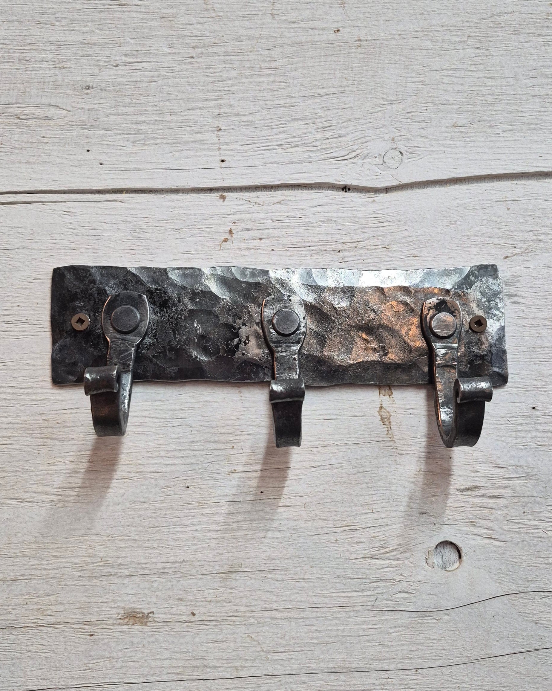 Hand Forged 3 Hook Wall Rack