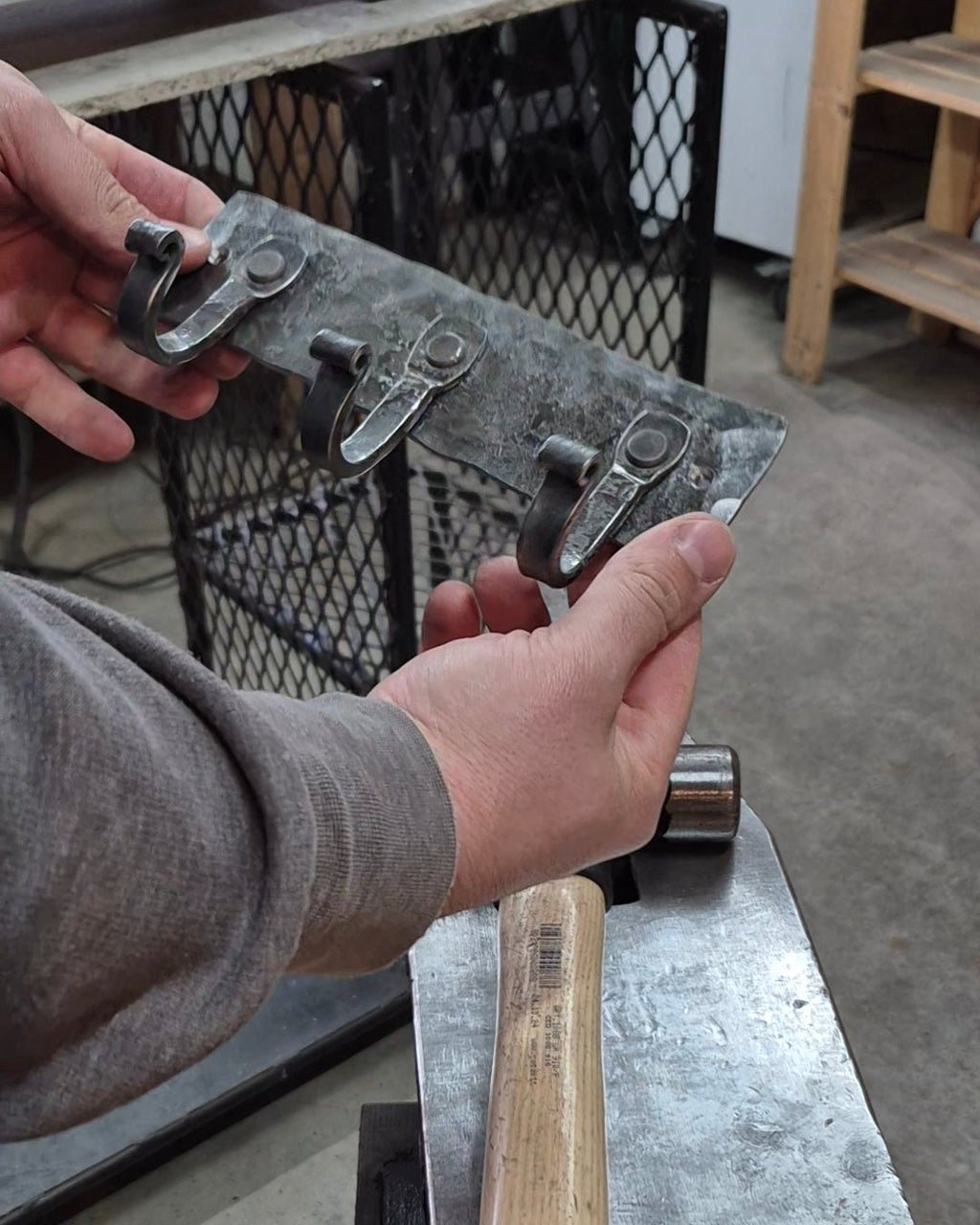 Hand Forged 3 Hook Wall Rack