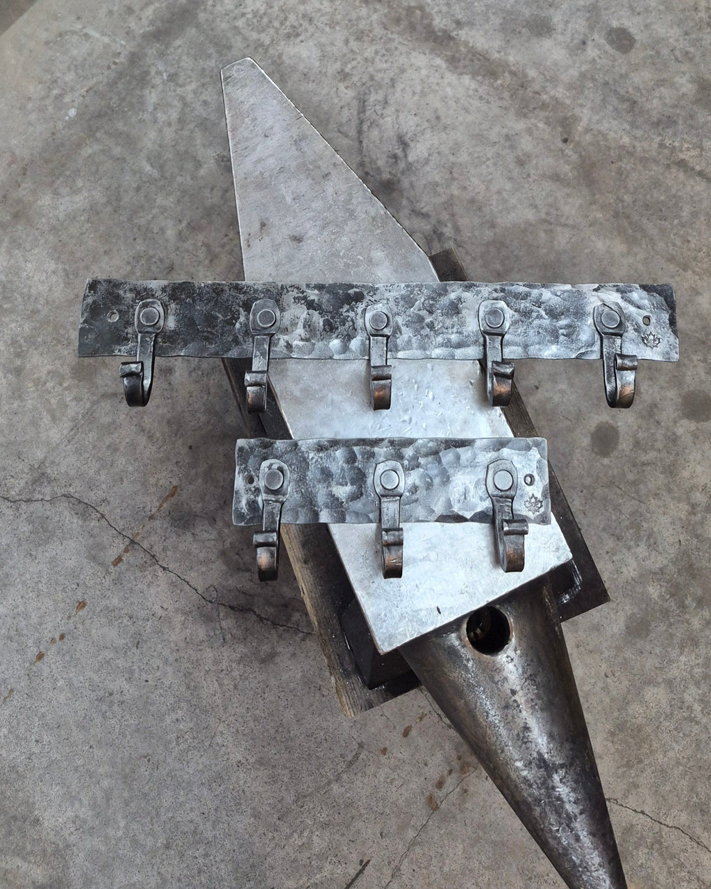 Hand Forged 5 Hook Wall Rack